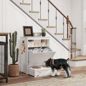 Pet Feeder Station Storage Cabinet (Option: White-935x505x210 mm)